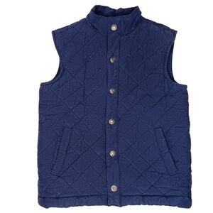 JANIE & JACK Vest Boys Size 5-6 Navy Blue Quilted Snap Front Lined 2 Side Pocket